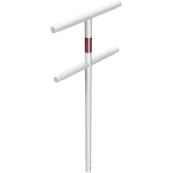 Protective railing | Steel tube  48 mm | Fixed postfor casting in concrete | Middle post | hot-dip galvanized and white coatedwith red reflecting stripes